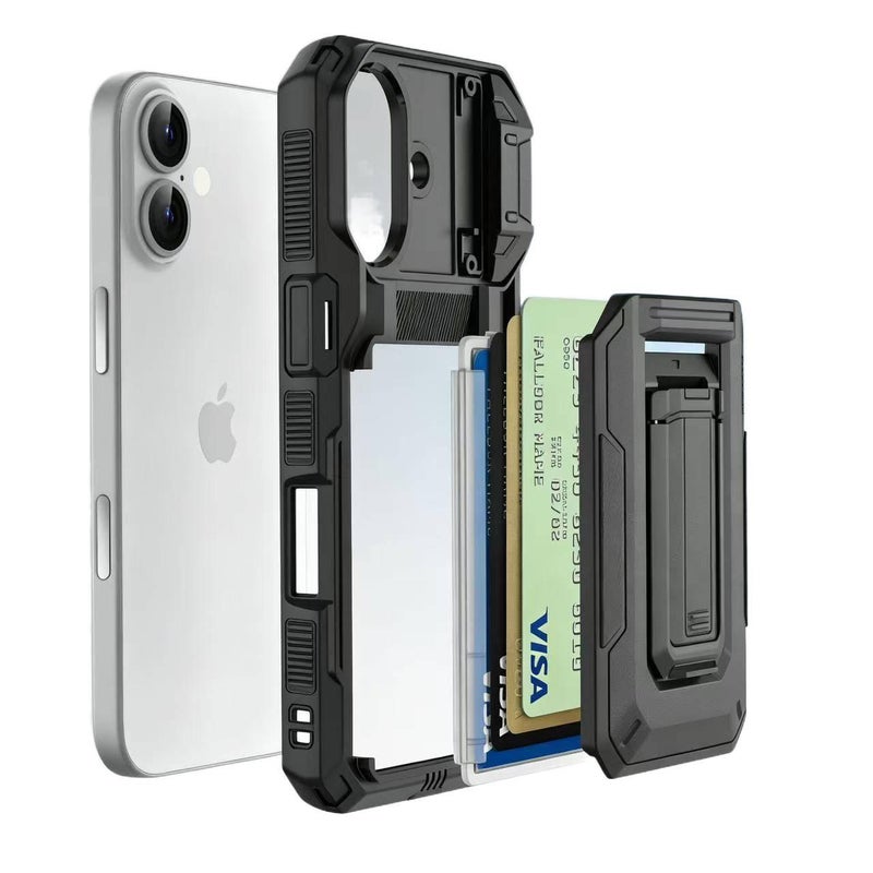 غطاء واقي بTPU + PC لـ Samsung S25 Ultra / Samsung S25 مع حامل بطاقات وحامل قائم مع مقاوم للصدمات مع حماية من السقوط باللون Silver بوظيفة حامل من مادة TPU للمكتب المنزلي للعائلة - Image 5