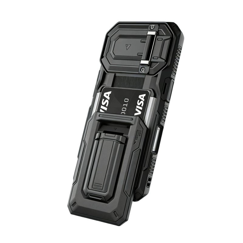 غطاء واقي بTPU + PC لـ Samsung S25 Ultra / Samsung S25 مع حامل بطاقات وحامل قائم مع مقاوم للصدمات مع حماية من السقوط باللون Silver بوظيفة حامل من مادة TPU للمكتب المنزلي للعائلة - Image 4