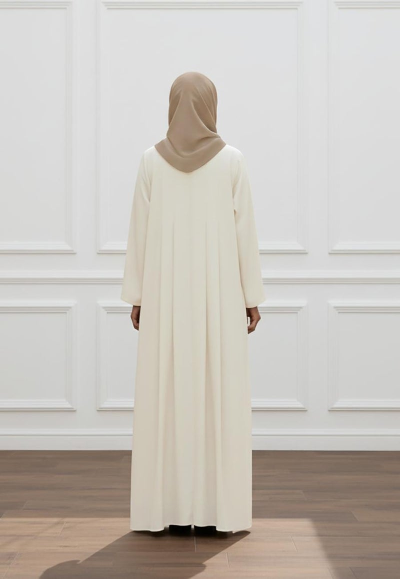 NUKHBAA طقم عباءة كريب بارب الفاخر من قطعتين | يتضمن فستان داخلي وحجاب متطابق-2P820 - Image 4