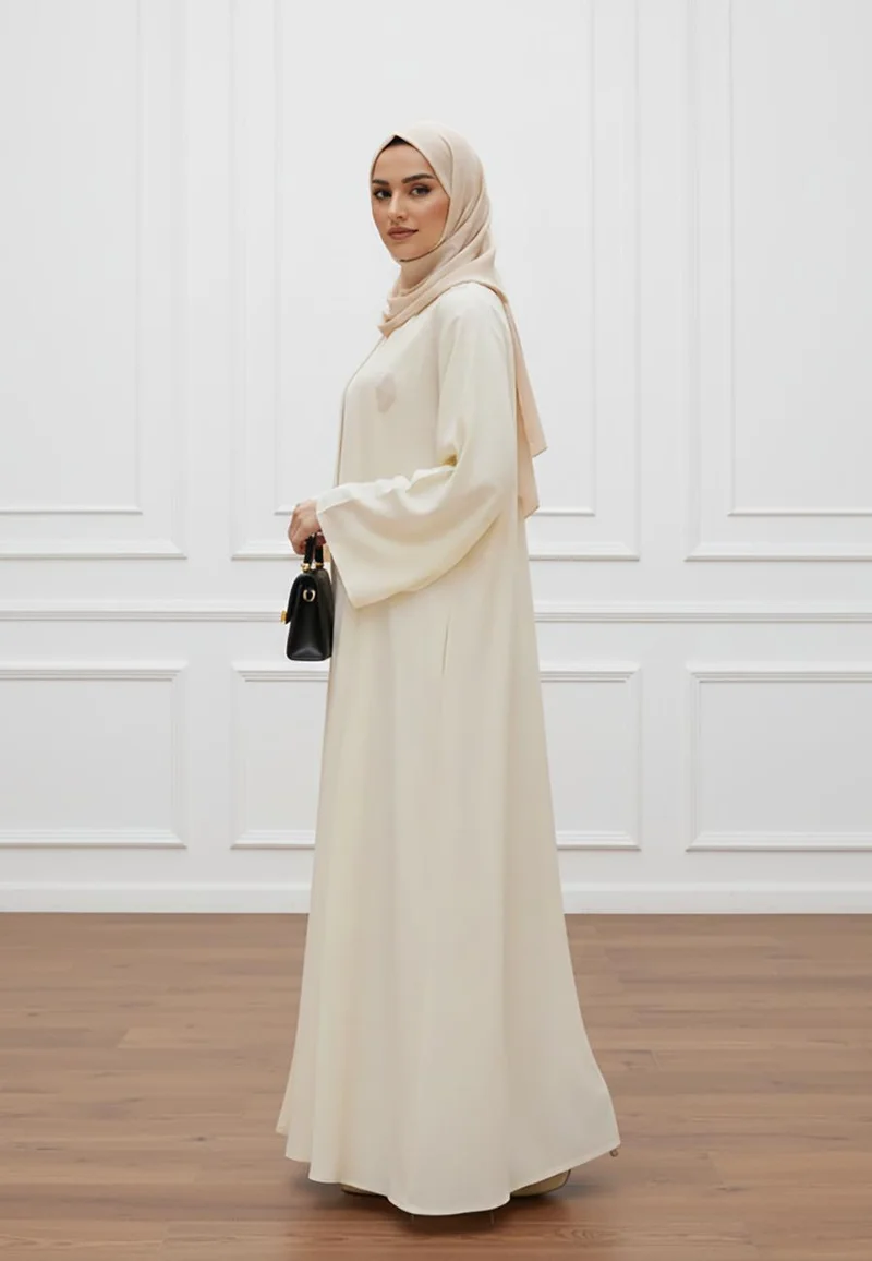 Nukhbaa  Luxurious 2-Piece BarB Crepe Abaya Set | Matching Inner Dress & Hijab Included-2P820 for Women | Best Price UAE