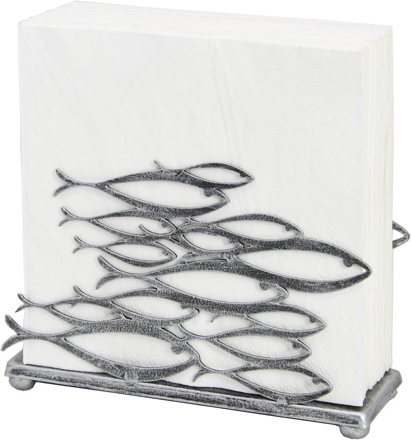 OwlGift Fish Design Napkin Holder Ocean Serviette Dispenser Marine Cocktail Tissue Storage Organizer Mail Letter Sorter Rack Document File Organizer  Silver - Image 3