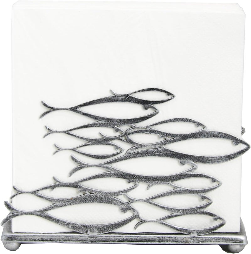 OwlGift Fish Design Napkin Holder Ocean Serviette Dispenser Marine Cocktail Tissue Storage Organizer Mail Letter Sorter Rack Document File Organizer  Silver - Image 1