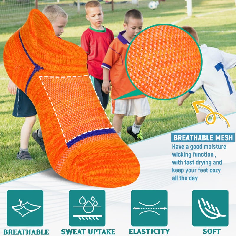 Eocom Kids Boys Ankle Socks Low Cut Athletic Cotton Sport Socks For Little Boys 6 Pairs (Multi Color, 6-8 Years) - Image 4