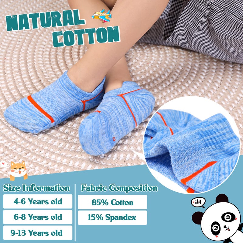 Eocom Kids Boys Ankle Socks Low Cut Athletic Cotton Sport Socks For Little Boys 6 Pairs (Multi Color, 6-8 Years) - Image 5