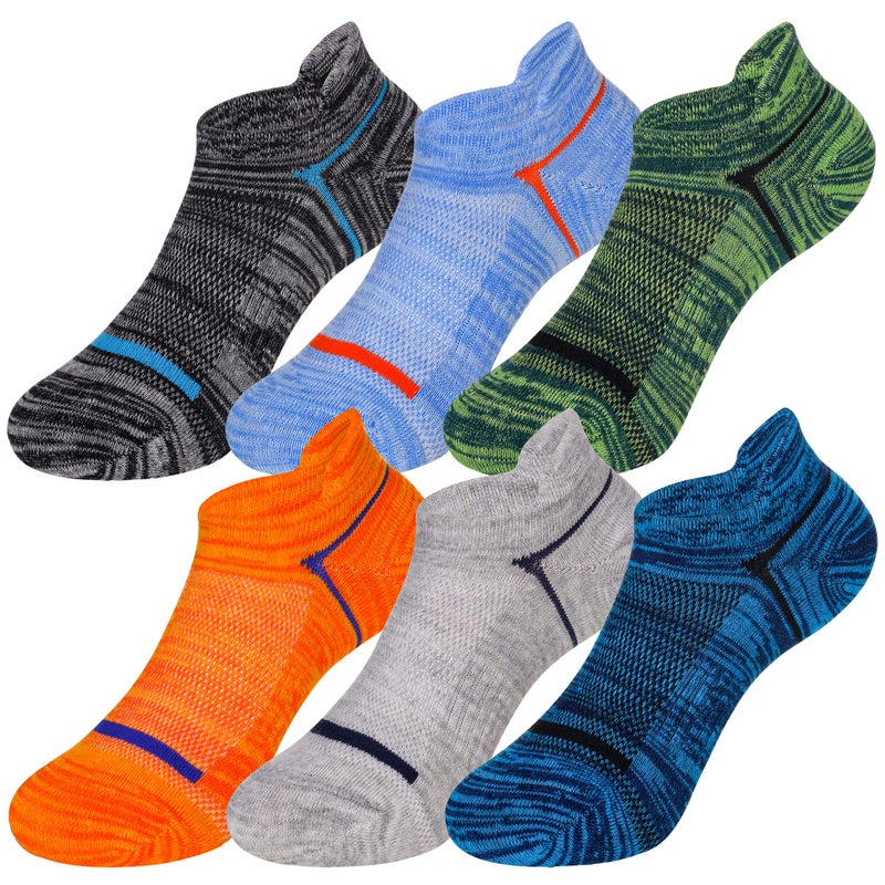 Eocom Kids Boys Ankle Socks Low Cut Athletic Cotton Sport Socks For Little Boys 6 Pairs (Multi Color, 6-8 Years) - Image 1