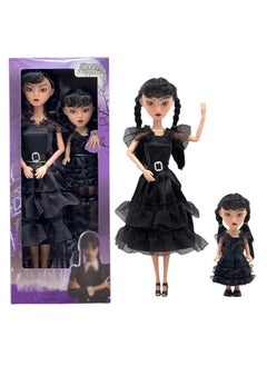General Wednesday Addams Doll, 11 inch + 6 inch Doll, burgundy, black dress, movable doll, children, girls, birthday gift for Wednesday Addams fans  - Image 1