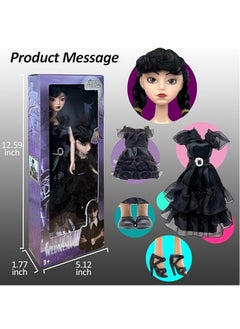General Wednesday Addams Doll, 11 inch + 6 inch Doll, burgundy, black dress, movable doll, children, girls, birthday gift for Wednesday Addams fans  - Image 2