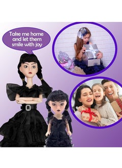 General Wednesday Addams Doll, 11 inch + 6 inch Doll, burgundy, black dress, movable doll, children, girls, birthday gift for Wednesday Addams fans  - Image 3