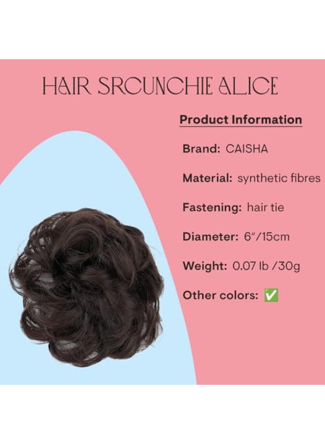 CAISHA Messy Scrunchie Bun Voluminous Wavy Hairpiece Heatresistant Synthetic Fibres Brown G4A - Image 4