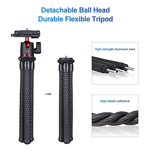 HIFFIN MT-11 Camera Tripod, Mini Flexible Tripod Stand with Hidden Phone Holder w Cold Shoe Mount, 1/4'' Screw for Magic Arm, Universal for iPhone 11 Pro Max XS Max X 8 7 Samsung Can on - Image 4