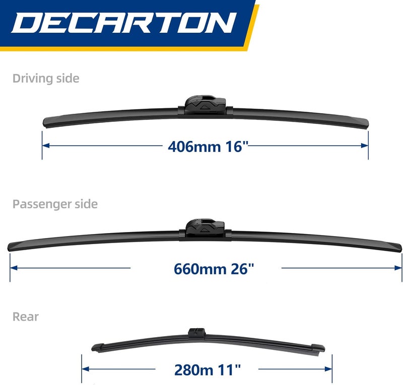 DECARTON Windshield Wiper Blade Set for Hyundai Tucson 2022-2023 - Image 2