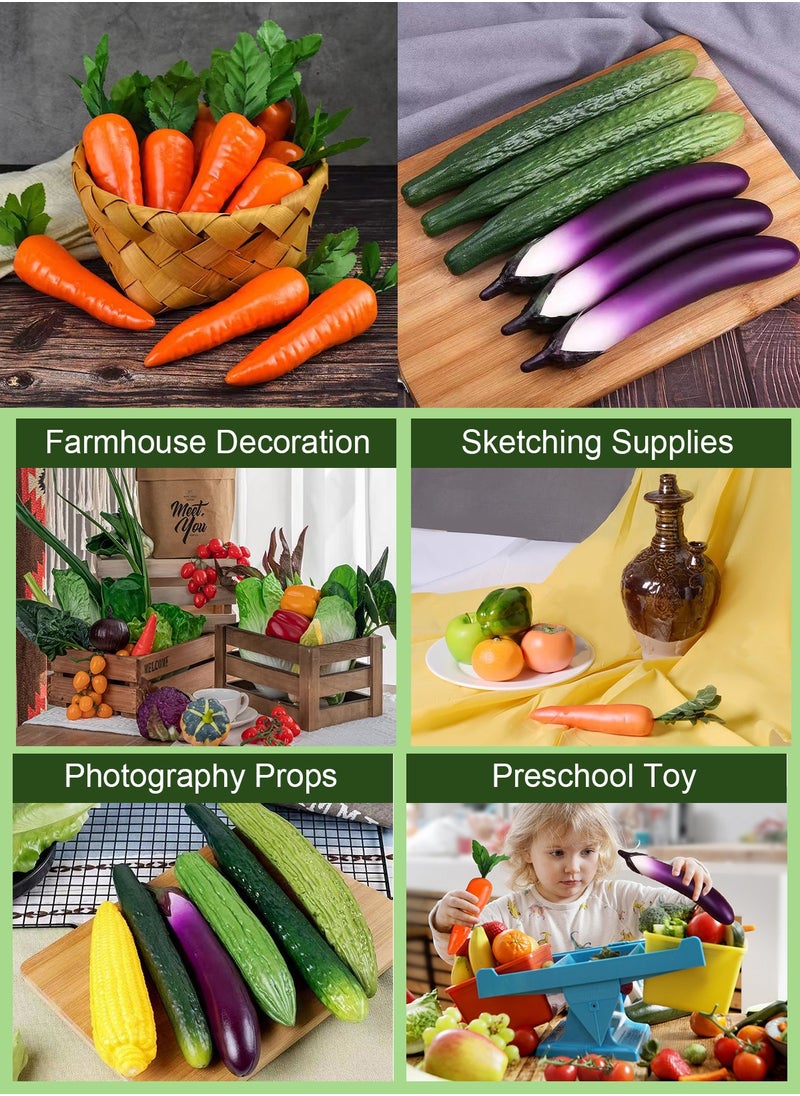 HomarKet 3PCS Artificial Vegetables Simulation Cucumber Eggplant and Carrot,Realistic Fake Vegetables Lifelike Decorative PU Food Set Faux Veggies for Home Kitchen Party Decor Ornament Photo Props Table Show  - Image 4