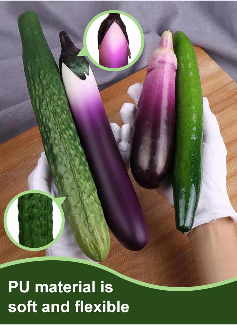 HomarKet 3PCS Artificial Vegetables Simulation Cucumber Eggplant and Carrot,Realistic Fake Vegetables Lifelike Decorative PU Food Set Faux Veggies for Home Kitchen Party Decor Ornament Photo Props Table Show  - Image 3