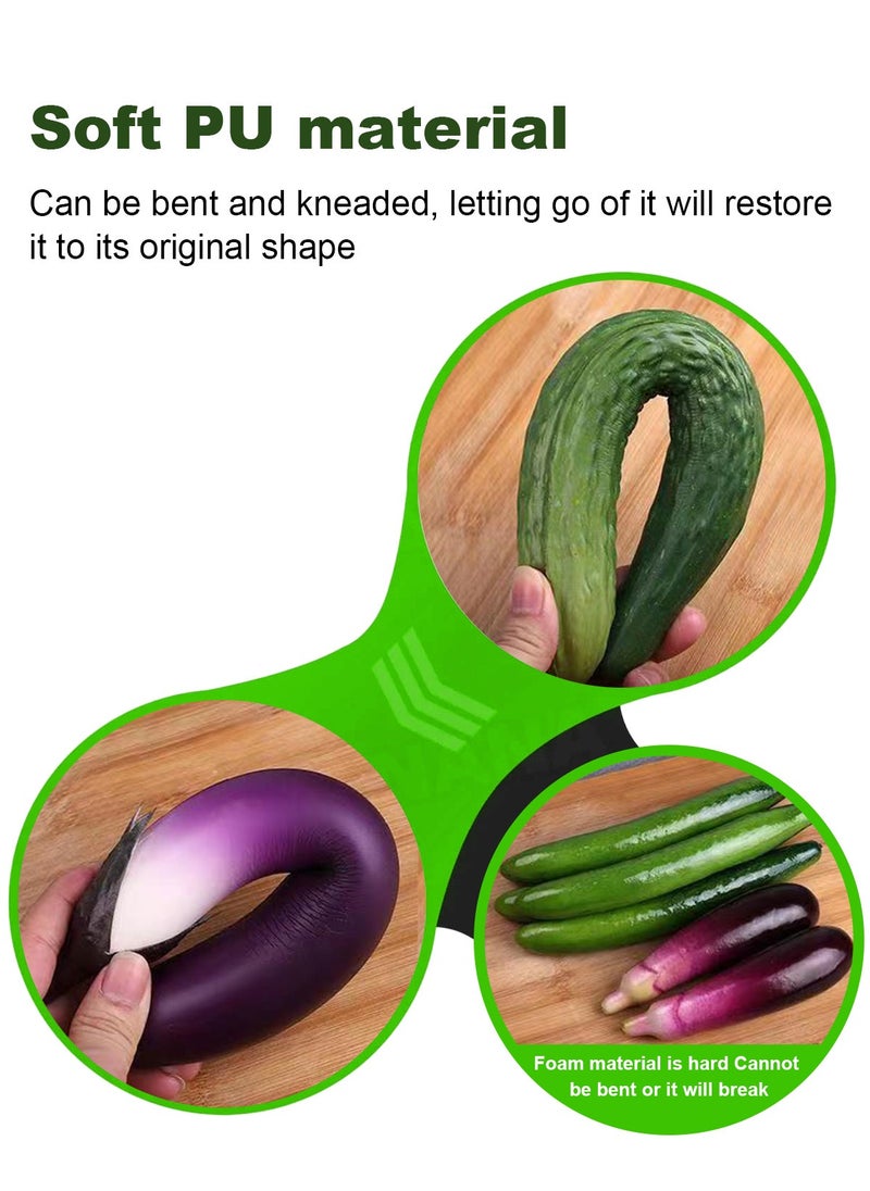 HomarKet 3PCS Artificial Vegetables Simulation Cucumber Eggplant and Carrot,Realistic Fake Vegetables Lifelike Decorative PU Food Set Faux Veggies for Home Kitchen Party Decor Ornament Photo Props Table Show  - Image 5