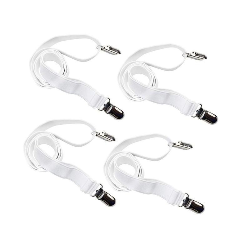 Eopocdor Long Bed Sheet ClipsAdjustable Bed Fitted Sheets Mattress Holder Straps Suspender Fastener4 Pieces White