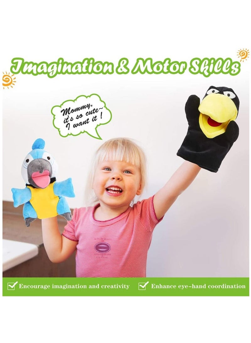 NIBEMINENT Hand Puppet Toys, Cute Plush Crow Toy Soft Lovely Bird Doll Funny Developing Intelligence Birthday for Kids interactive Imaginative Pretend Play Black, 10'' - Image 4