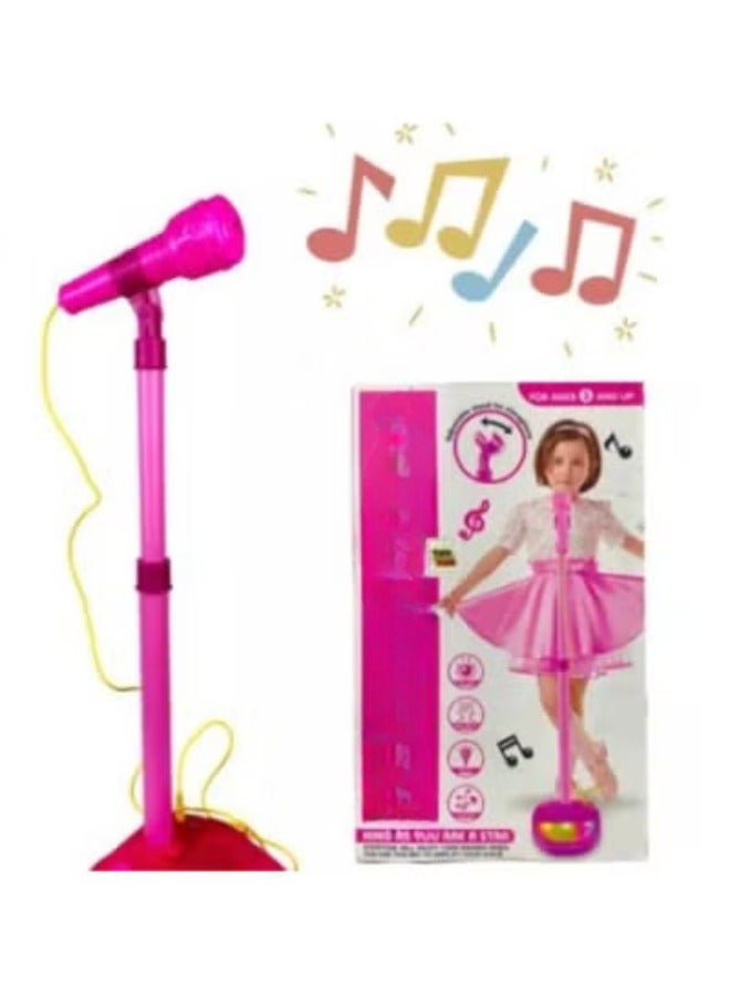 حديقة الألعاب ميكروفون كاريوكي للأطفال مع حامل - آلة ميكروفون ممتعة باللون الوردي | مثالية للغناء والترفيه - Image 4