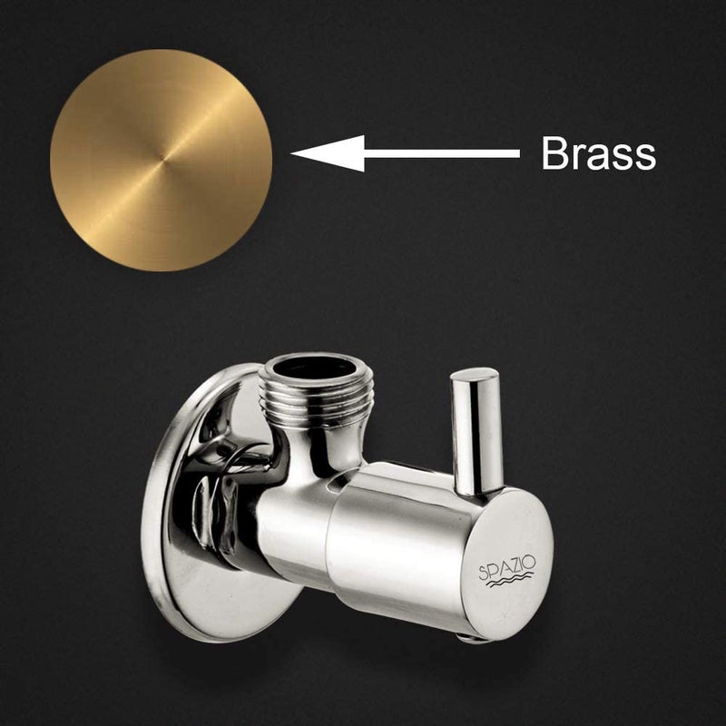 SPAZIO Brass Flora Quarter Turn Angle ValveAngle Cock Stop Cock For HotCold Water With Brass Disc Wall Flange Chrome Finish Pack of 6 - Image 5