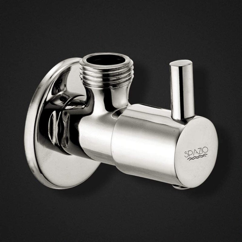 SPAZIO Brass Flora Quarter Turn Angle ValveAngle Cock Stop Cock For HotCold Water With Brass Disc Wall Flange Chrome Finish Pack of 6 - Image 2