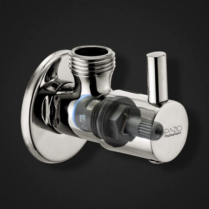 SPAZIO Brass Flora Quarter Turn Angle ValveAngle Cock Stop Cock For HotCold Water With Brass Disc Wall Flange Chrome Finish Pack of 6 - Image 4