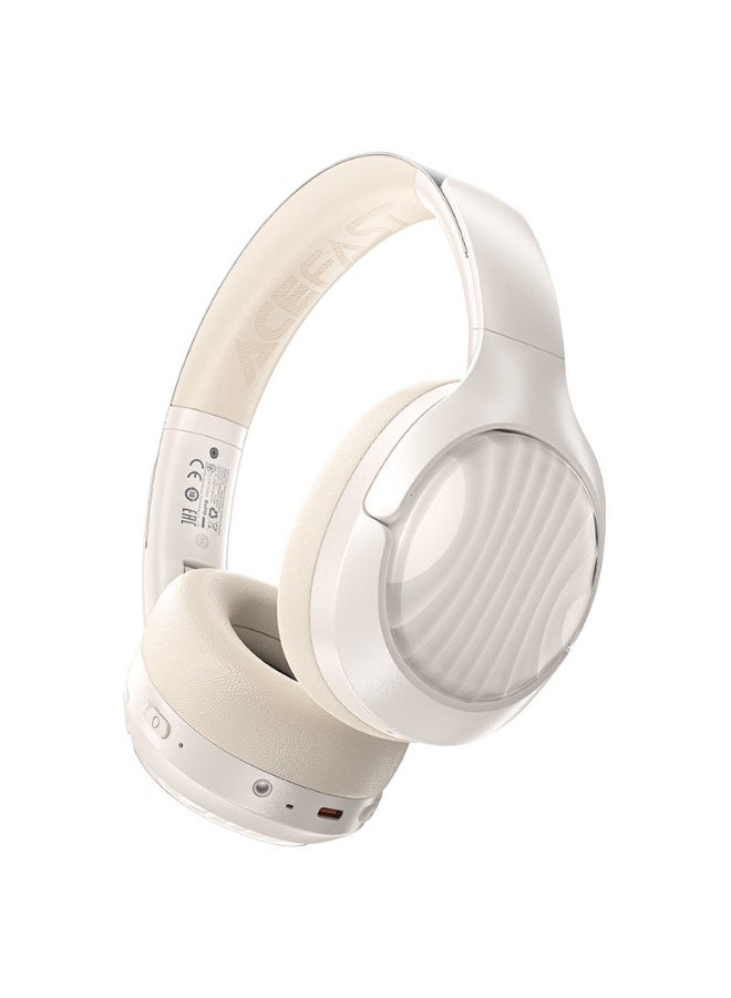 ACEFAST Wireless Over Ear Headphones H5, 45 hours Play Time, ANC noise cancelling, 40mm professional-grade Hi-Fi drivers, Stainless steel adjustable headband - White - Image 1