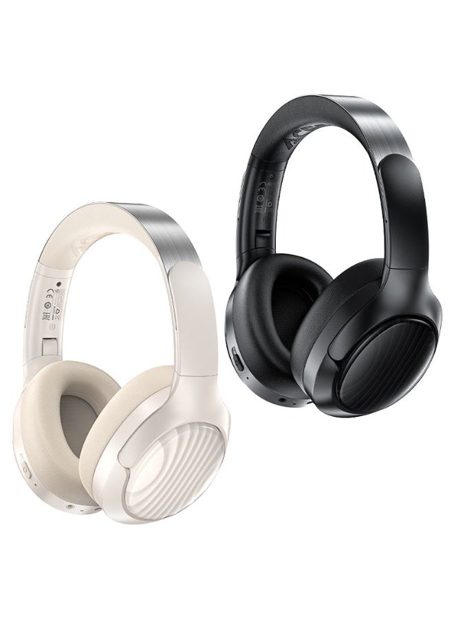 ACEFAST Wireless Over Ear Headphones H5, 45 hours Play Time, ANC noise cancelling, 40mm professional-grade Hi-Fi drivers, Stainless steel adjustable headband - White - Image 3