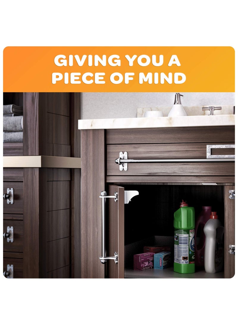 Mr. Penda 4 Locks 1 Key Magnetic Cabinet Locks Baby Cabinet Safety Latches Baby Proofing Cabinet Locks (White) - Image 4