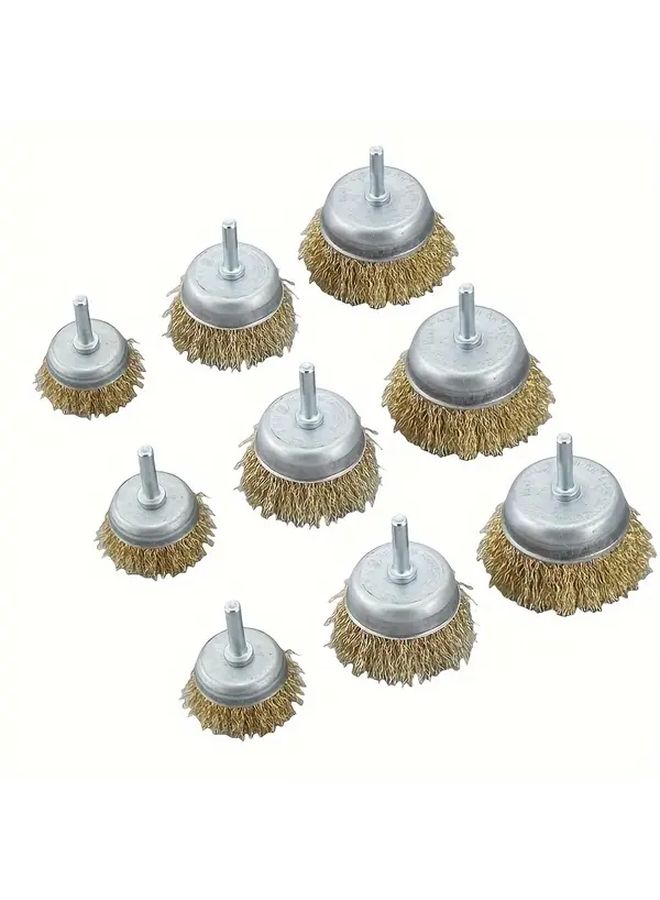 9 Pcs T Shaped Wire Brush Set With Handle Steel Fleece Polishing Brush For Removing Rust Corrosion Paint - Image 4