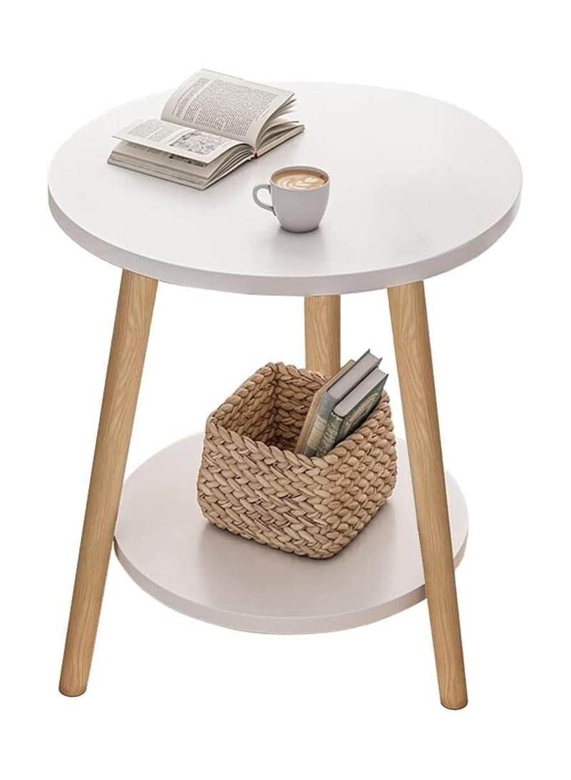 Crown Home 2-Layer Round Coffee Table,End Tables for Living Room, Side Tables, Sturdy and Easy Assembly,Double-deck Round Wood Look Accent Furniture with Metal Frame  - Image 1
