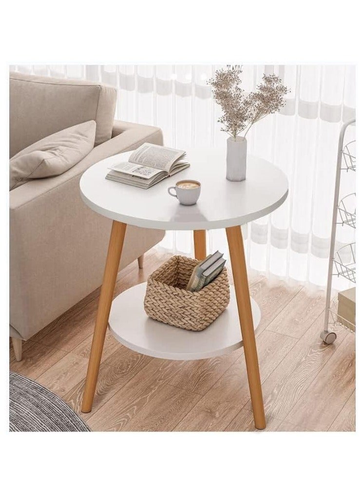 Crown Home 2-Layer Round Coffee Table,End Tables for Living Room, Side Tables, Sturdy and Easy Assembly,Double-deck Round Wood Look Accent Furniture with Metal Frame  - Image 2