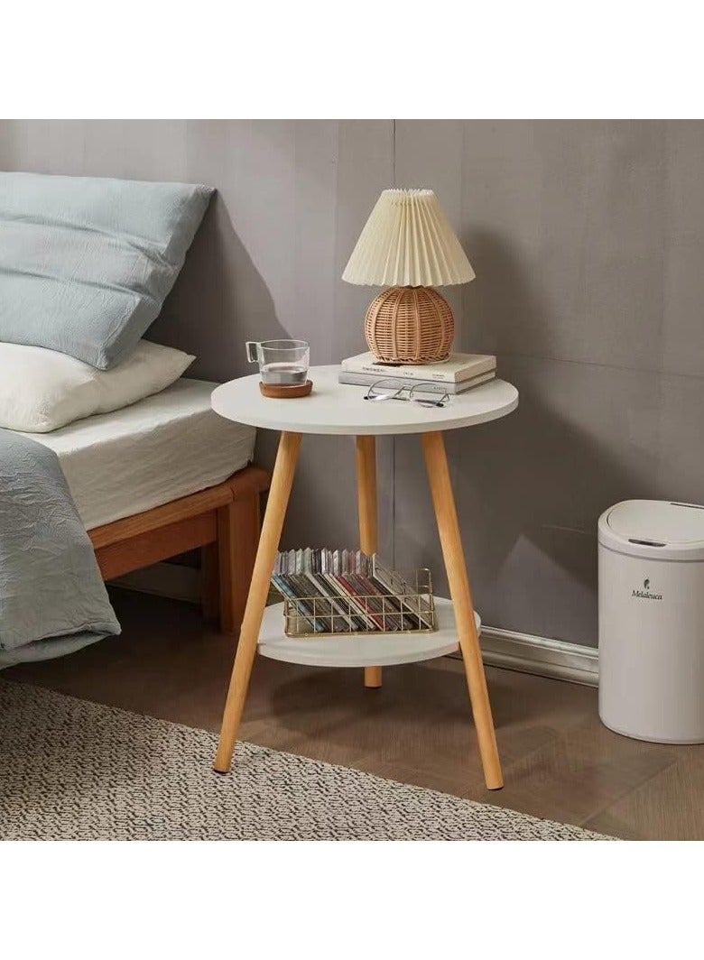 Crown Home 2-Layer Round Coffee Table,End Tables for Living Room, Side Tables, Sturdy and Easy Assembly,Double-deck Round Wood Look Accent Furniture with Metal Frame  - Image 3