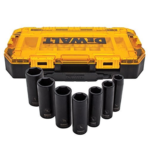 DEWALT DWMT74736 Tough Box 7PC SAE 12 Deep Drive Impact Socket Set - Image 1