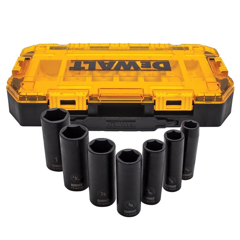 DEWALT DWMT74736 Tough Box 7PC SAE 12 Deep Drive Impact Socket Set - Image 2
