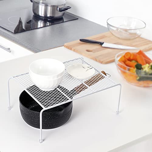 Lonian Kitchen Cupboard Organiser - Home Storage Shelf Wire Rack (2-Pack) for Cabinets, Countertops, Pantries | Rust-Proof, Space Saving, White - Image 5
