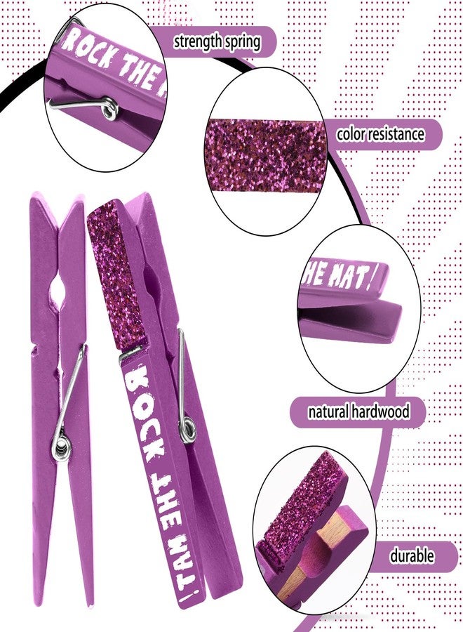 Kigeli 30 Pcs Spirit Clips Cheer Pins Cheerleader Gifts Clothes Pins for Backpacks Competition Glittered for Team Cheer Gifts Stuff Supplies Party Favors Accessories Bulk(Purple,Shiny) - Image 5