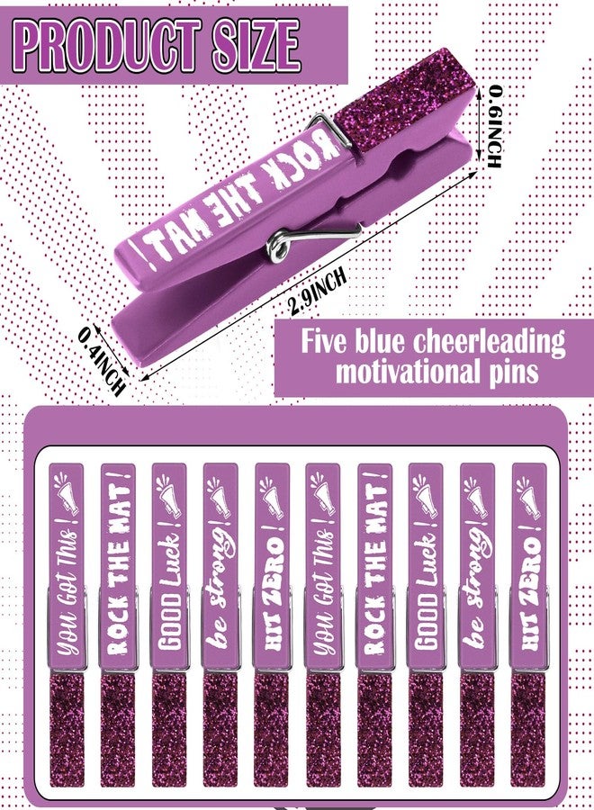 Kigeli 30 Pcs Spirit Clips Cheer Pins Cheerleader Gifts Clothes Pins for Backpacks Competition Glittered for Team Cheer Gifts Stuff Supplies Party Favors Accessories Bulk(Purple,Shiny) - Image 3