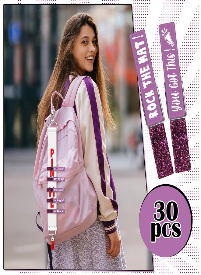 Kigeli 30 Pcs Spirit Clips Cheer Pins Cheerleader Gifts Clothes Pins for Backpacks Competition Glittered for Team Cheer Gifts Stuff Supplies Party Favors Accessories Bulk(Purple,Shiny) - Image 4