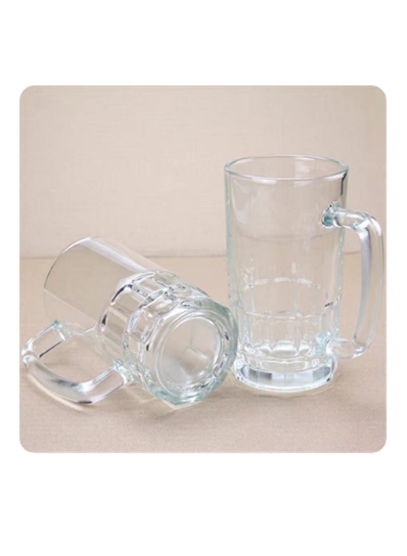 Glass Water Drink Cup Coffee Jar Juice Cup with C-Type Handle 4 pcs  - Image 1