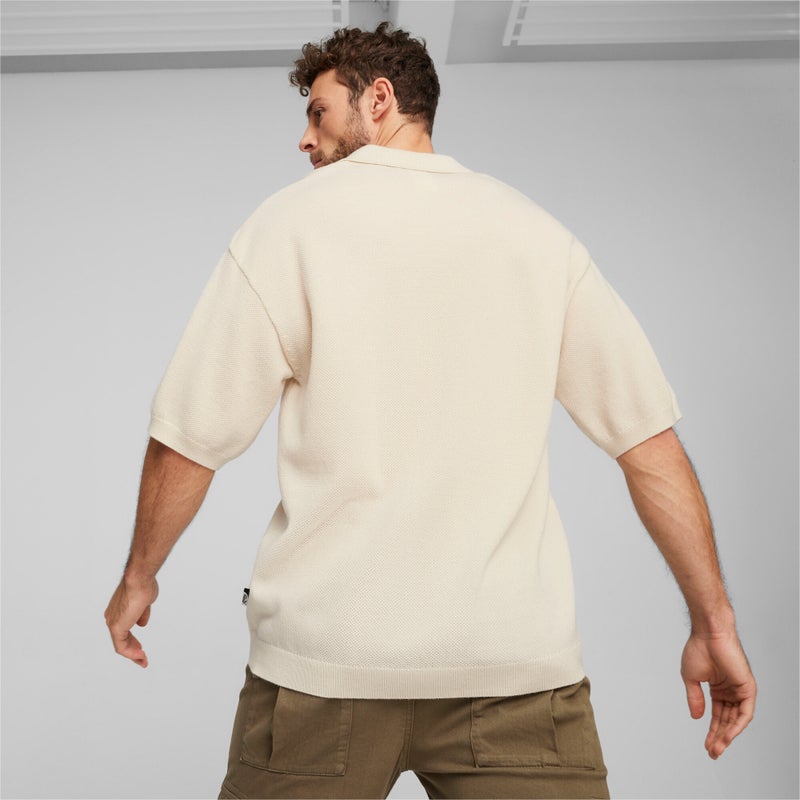 PUMA Basketball Nostalgia Mens White Knitted Polo Shirt - Image 3