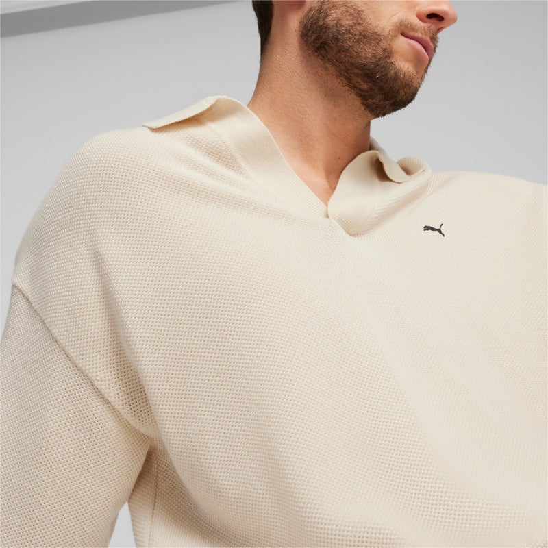 PUMA Basketball Nostalgia Mens White Knitted Polo Shirt - Image 2