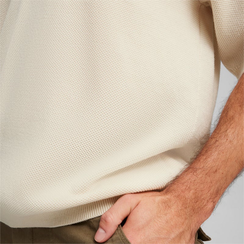 PUMA Basketball Nostalgia Mens White Knitted Polo Shirt - Image 5