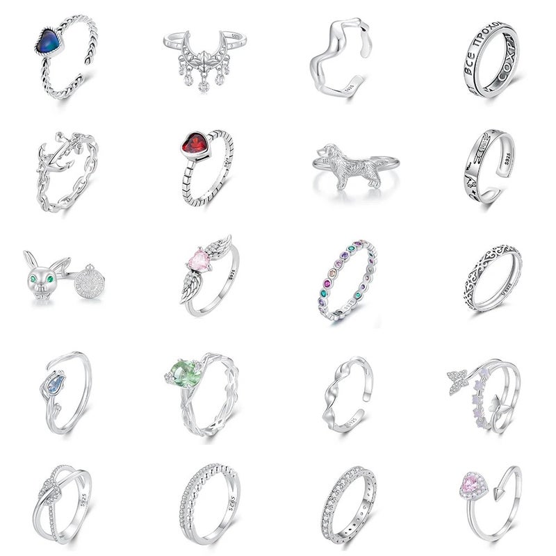 Bluejw New Design 925 Sterling Silver Colorful Lucky Rainbow Rings for Women, Teens – Fine Silver Multicolor Finger Rings, Hypoallergenic & Trendy Jewelry Gift - Image 2