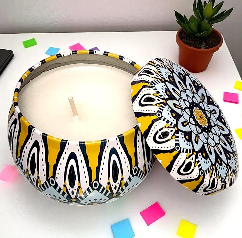 Maefele Decorative Scented Candles in Designer Tins, Set of 4, Gift Set (Celebration Glow) - Image 2