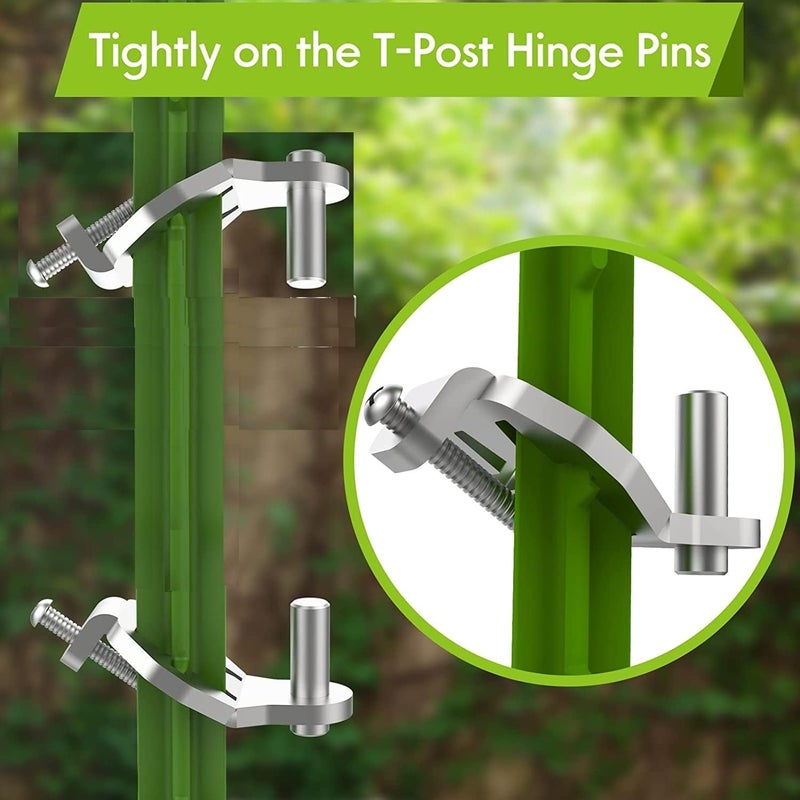 Foozet T-Post Gate Hinge Pins - Heavy Duty Gate Hanger, Hang a gate from a Metal T Post, Steel Gate Hinges Target Hanger for Farm Gate, Garden & Backyard Gate, Easy to Install. (Patent) - Image 3