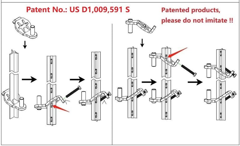 Foozet T-Post Gate Hinge Pins - Heavy Duty Gate Hanger, Hang a gate from a Metal T Post, Steel Gate Hinges Target Hanger for Farm Gate, Garden & Backyard Gate, Easy to Install. (Patent) - Image 2