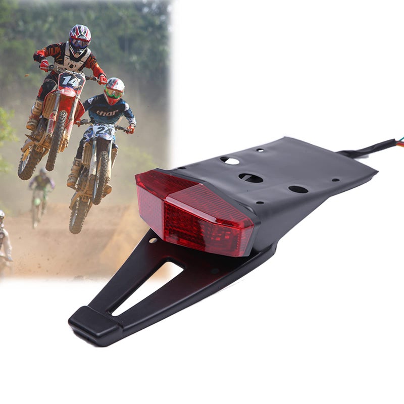 DREAMIZER Motorcycle Dirt Bike Tail Light Compatible with Suzuki DRZ 400 S SM E CRF 25019 LEDs Rear Fender Brake Taillight with Turn Signals License Plate Lamp for Custom OffRoad Red