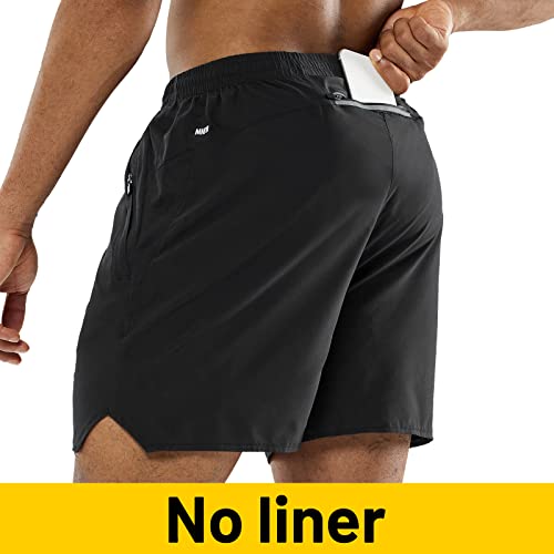 MIER Mens 5 Inch Inseam Shorts with Pockets Elastic Waist Gym Athletic Running Shorts, Lightweight, Quick Dry, Black, M - Image 2