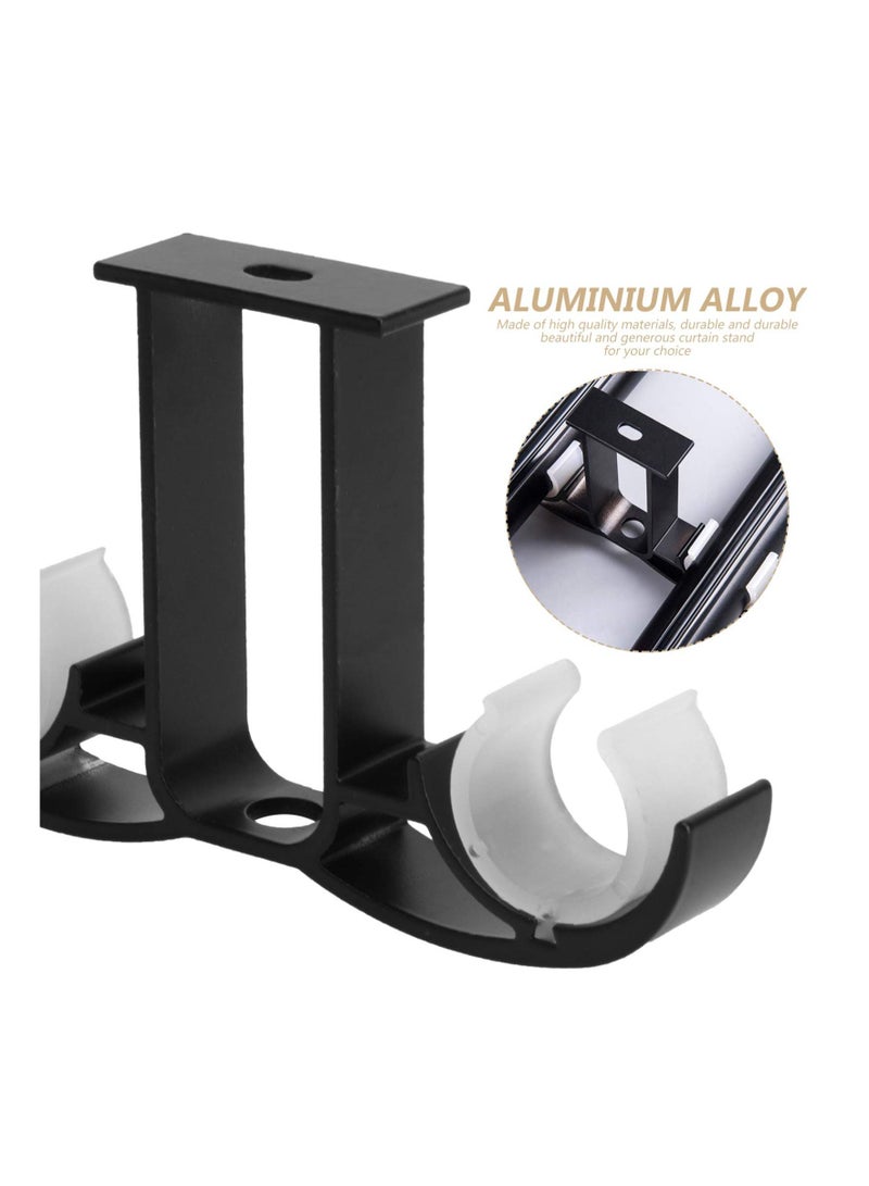 SYOSI 2Pcs Curtain Rod Brackets Aluminum Alloy Holders Top Mounted Double Hanging Ceiling Mount Drapery  - Image 3