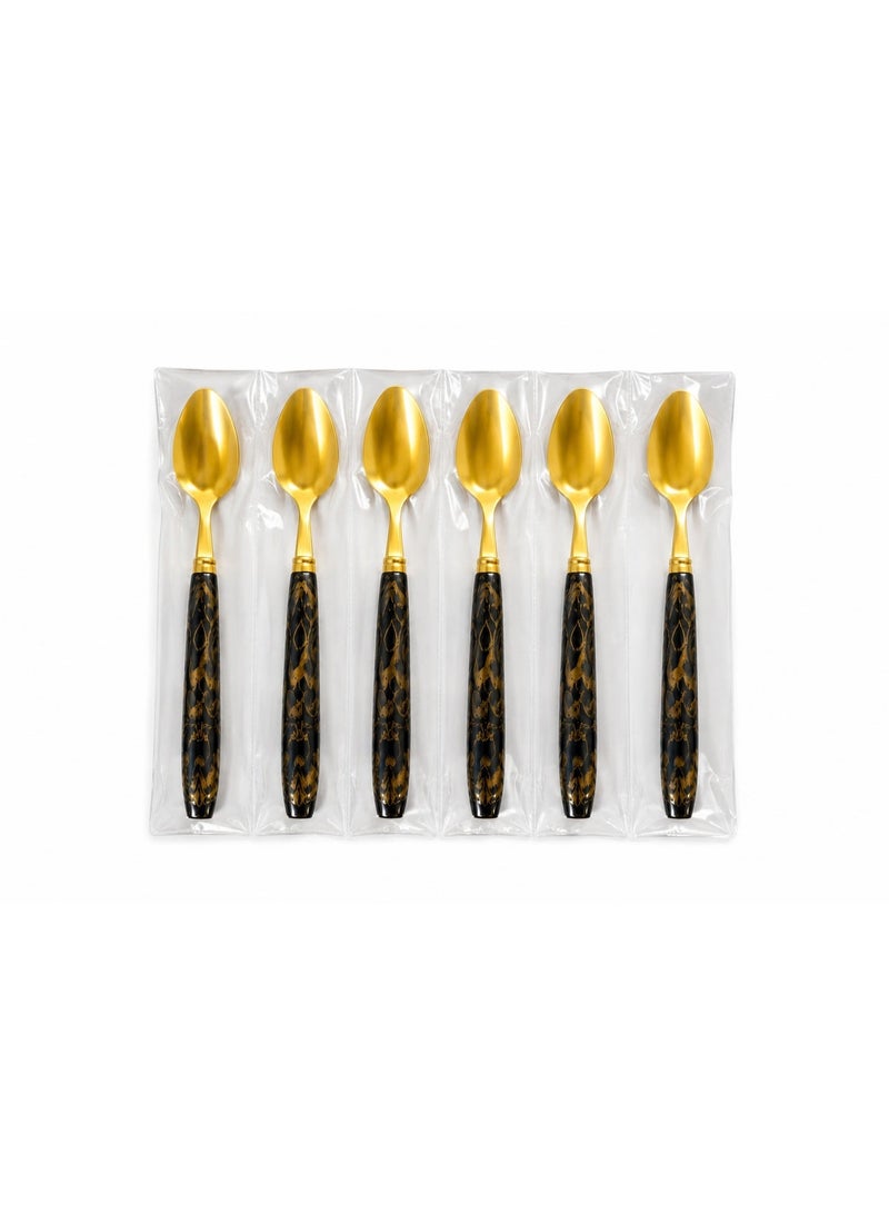 Spoon Gold Stainless Steel Tablespoons Set – Pack of 6 Matching Dinner Spoons with Elegant Decorative Handle – Luxury Dining Cutlery - Image 2