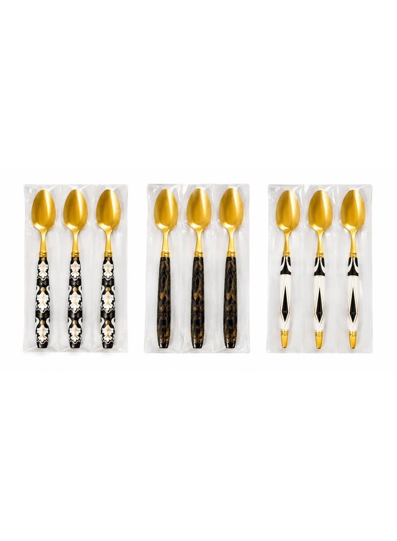 Spoon Gold Stainless Steel Tablespoons Set – Pack of 6 Matching Dinner Spoons with Elegant Decorative Handle – Luxury Dining Cutlery - Image 3